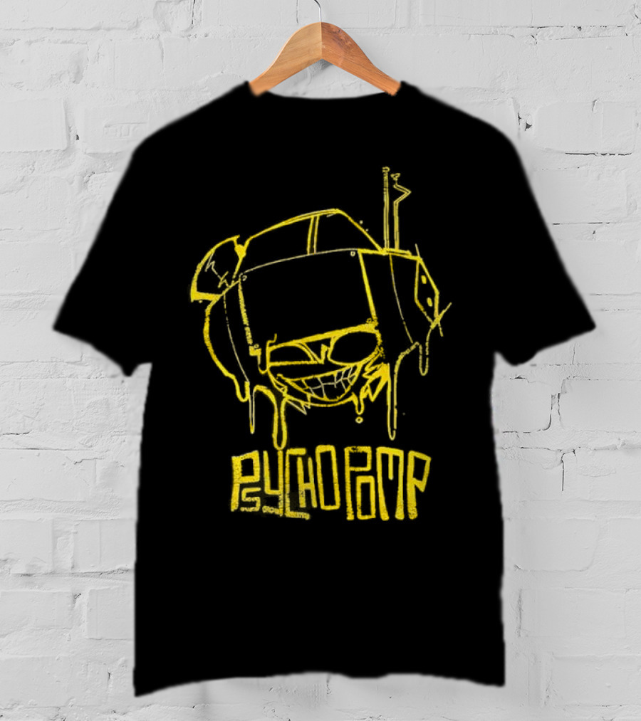 Psychedelic Psychopomp Melting Skeleton Face With Dripping Yellow Outline T-Shirt