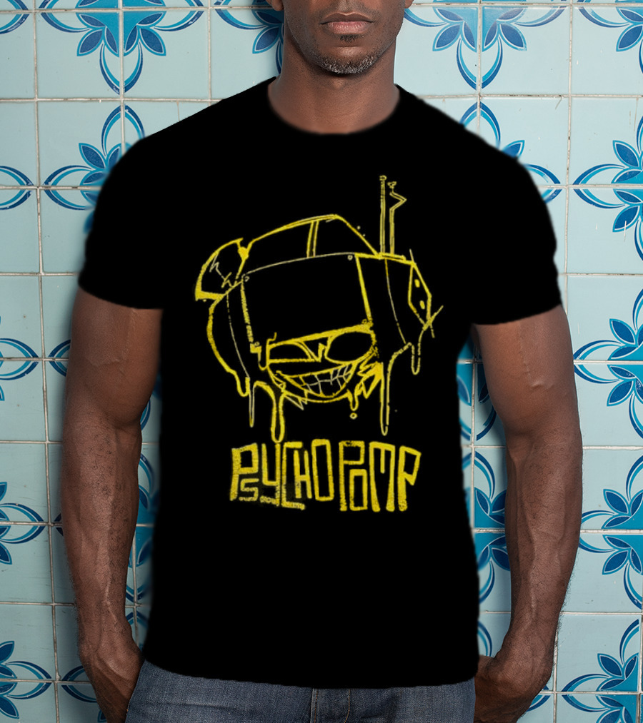 Psychedelic Psychopomp Melting Skeleton Face With Dripping Yellow Outline T-Shirt