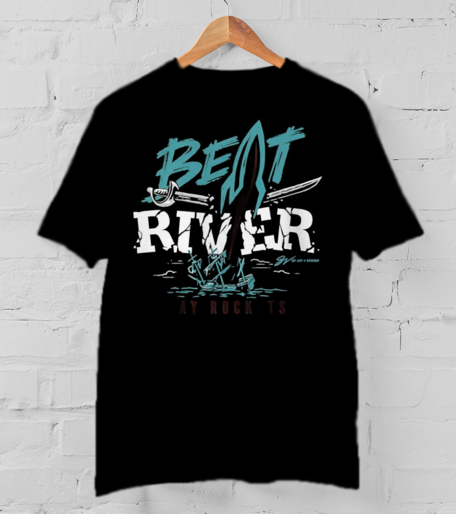 Beat River Bay Rockets Retro Rocket Logo Colorful Text T-Shirt