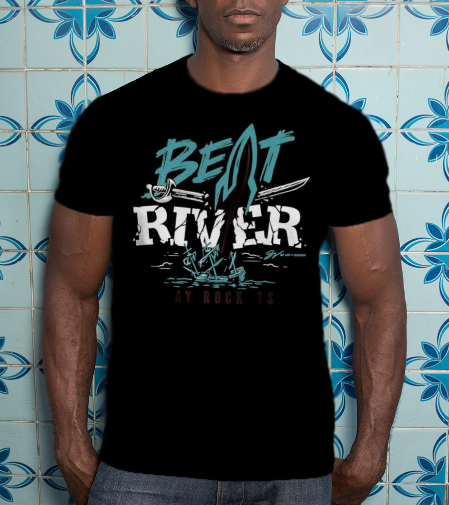Beat River Bay Rockets Retro Rocket Logo Colorful Text T-Shirt
