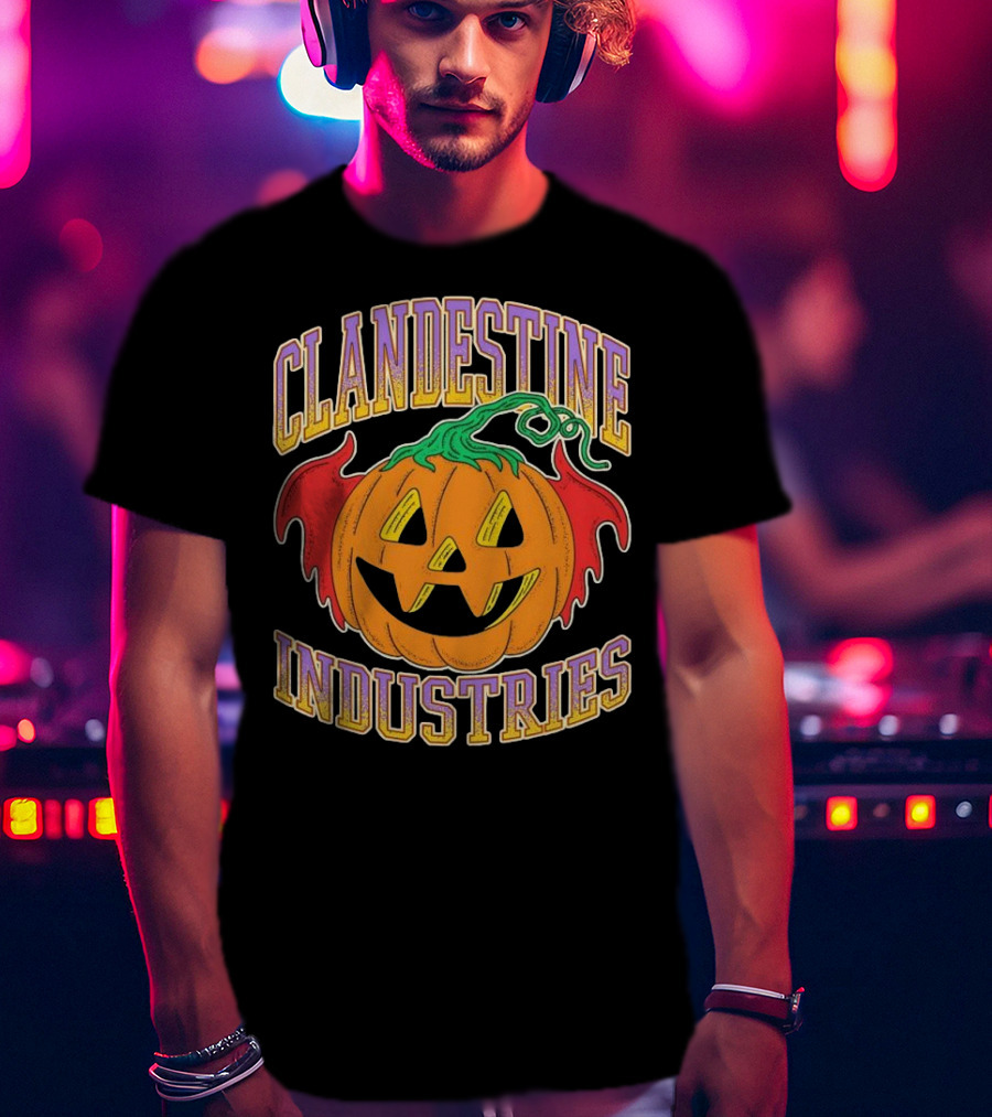 Clandestine Industries Halloween Bat Pumpkin T-Shirt