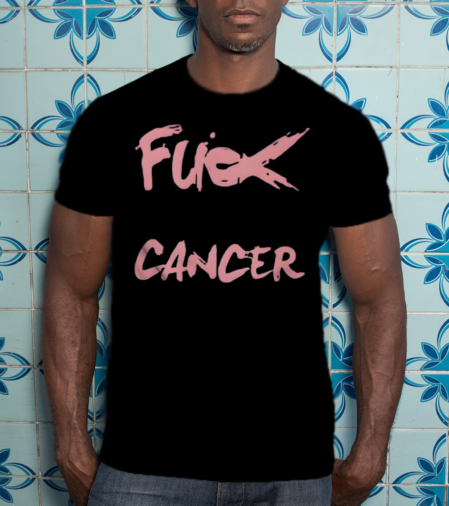 Daren Bates Fuck Cancer Pink Bold Statement T-Shirt