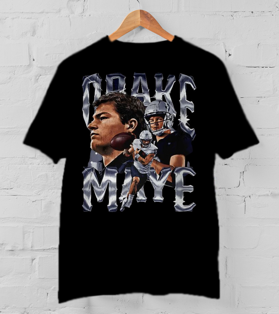 Drake Maye Football Player Vintage Bling Style T-Shirt