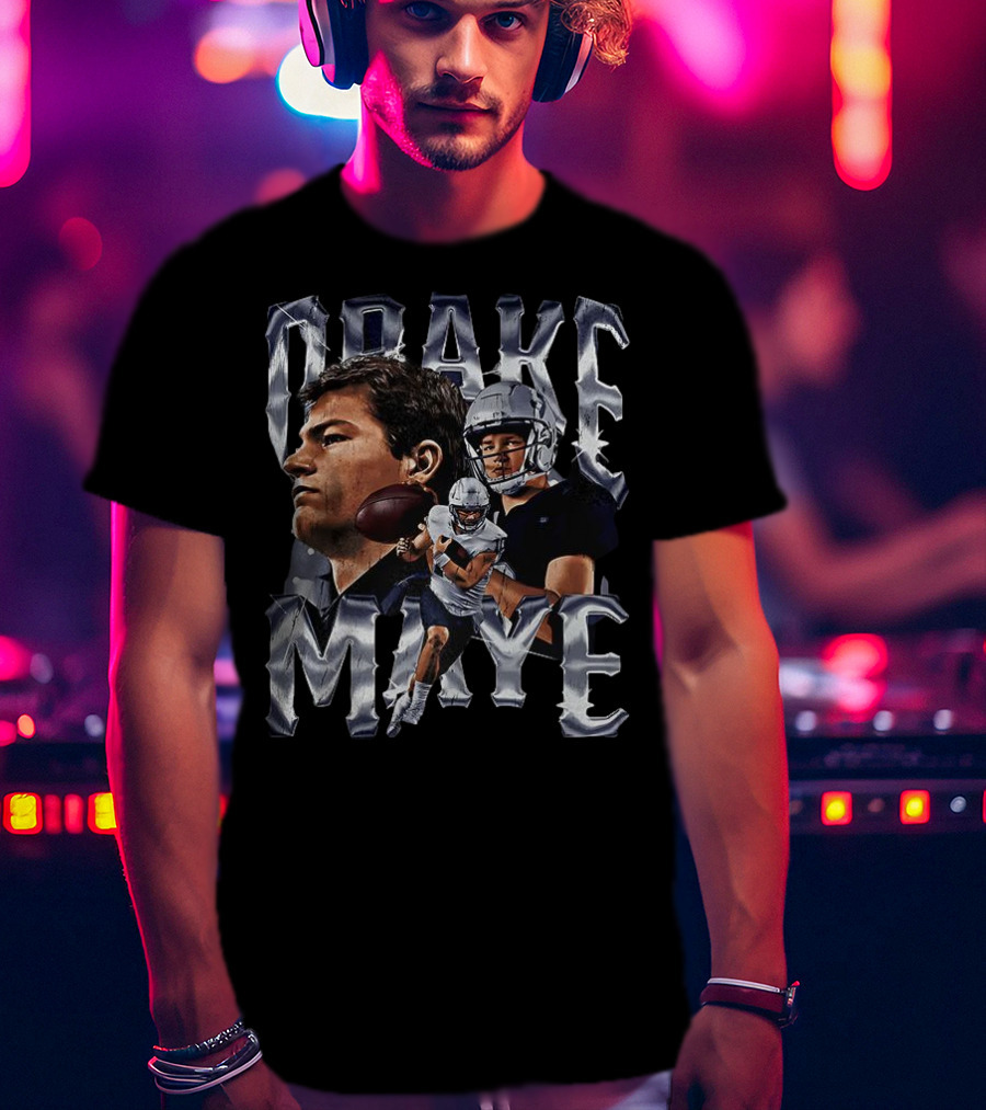 Drake Maye Football Player Vintage Bling Style T-Shirt