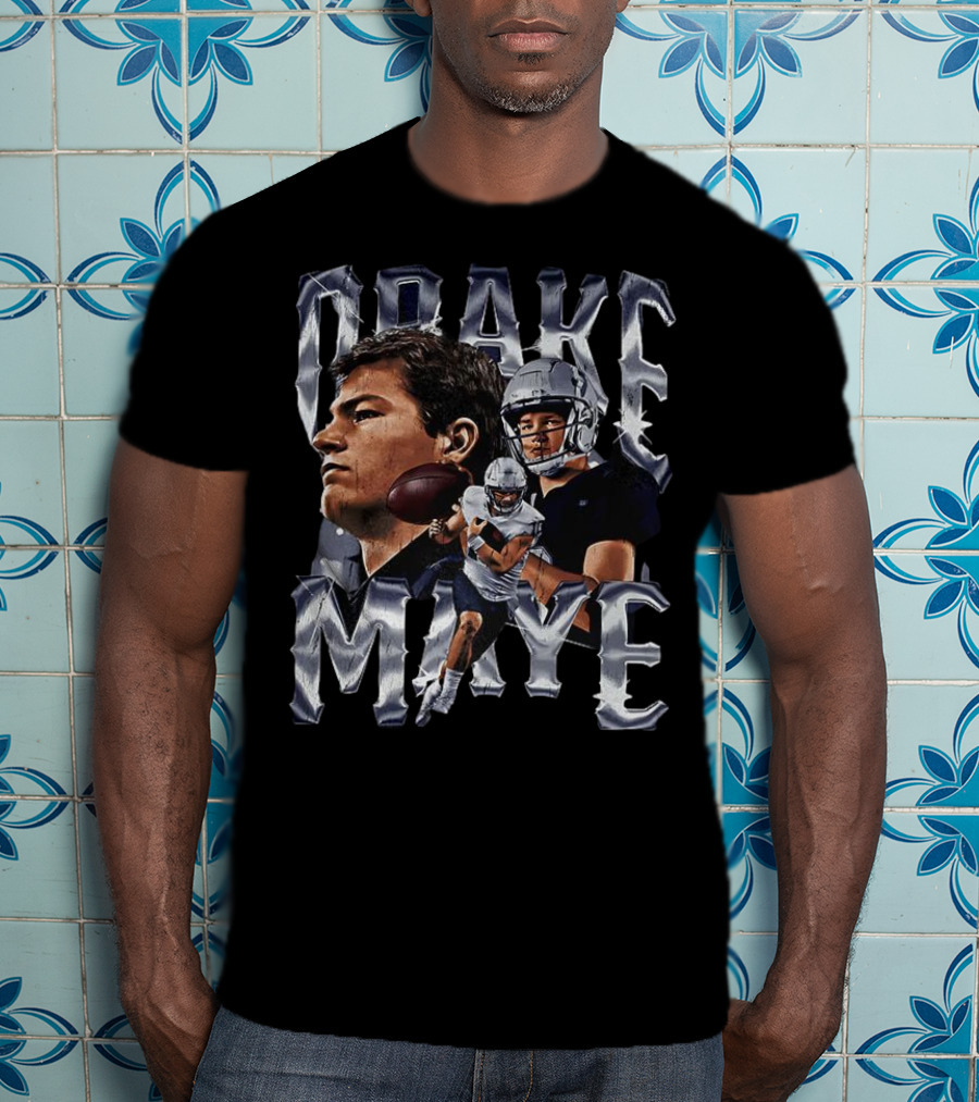 Drake Maye Football Player Vintage Bling Style T-Shirt