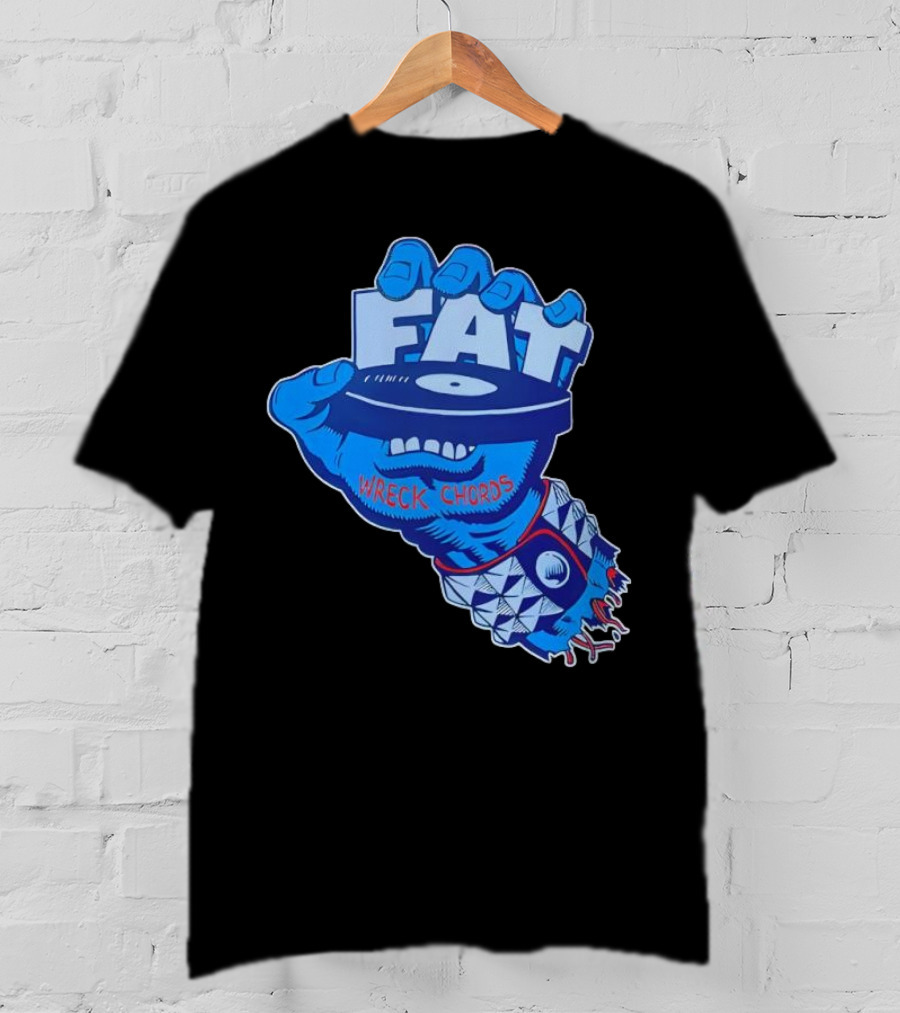 Fat Wreck Chords Blue Zombie Hand Record Design T-Shirt