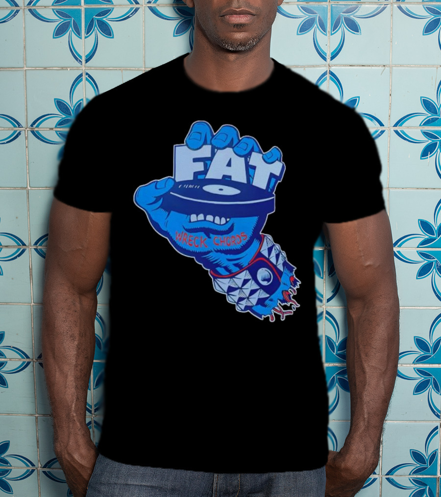 Fat Wreck Chords Blue Zombie Hand Record Design T-Shirt