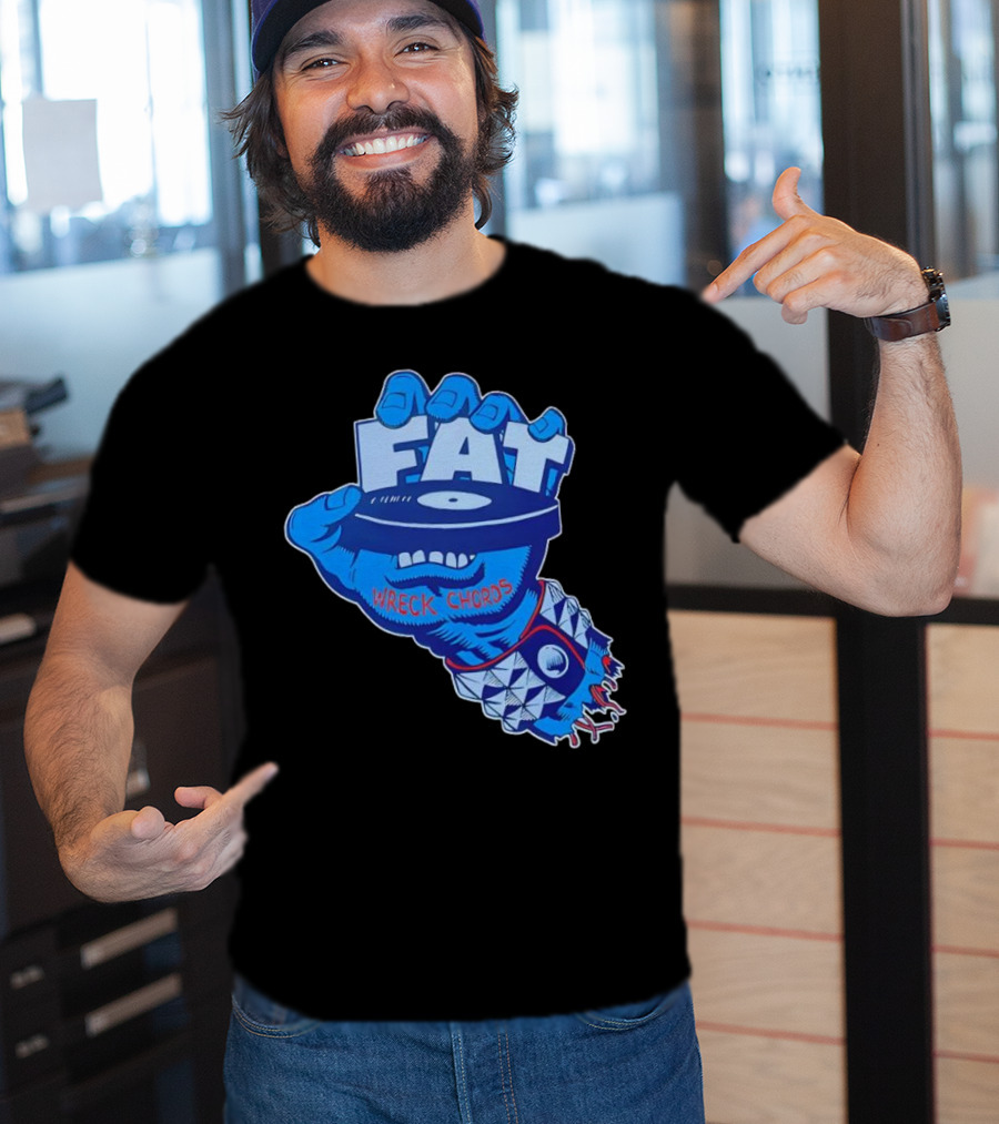 Fat Wreck Chords Blue Zombie Hand Record Design T-Shirt