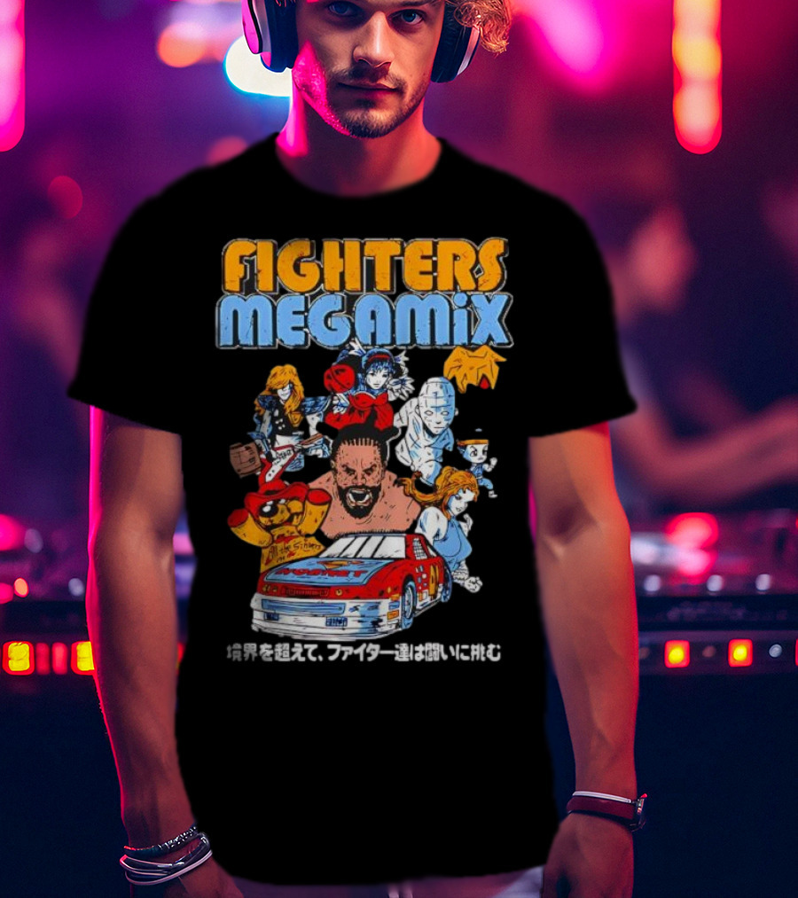 Fighters Megamix 1996 Video Game Classic Characters And Car Japan Edition T-Shirt