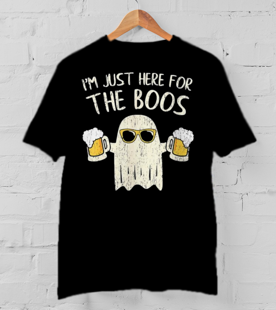 I'm Just Here For The Boos Funny Ghost Sunglasses Beer S T-Shirt