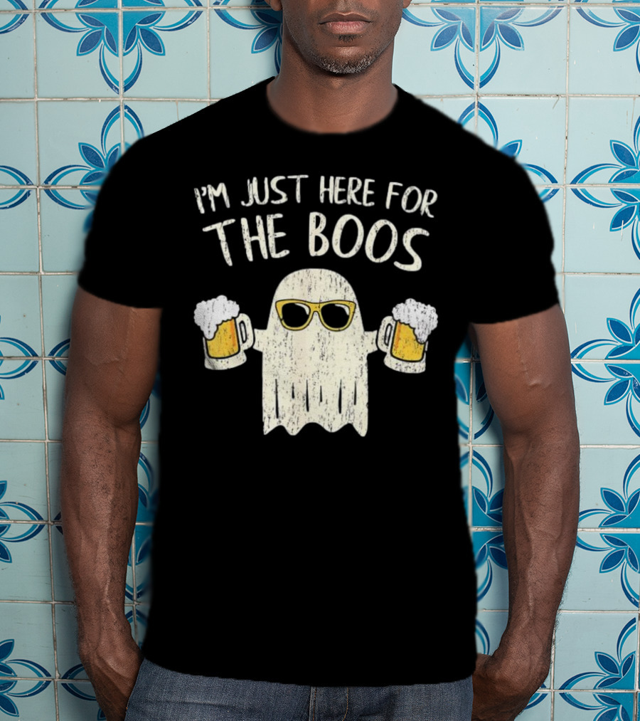 I'm Just Here For The Boos Funny Ghost Sunglasses Beer S T-Shirt