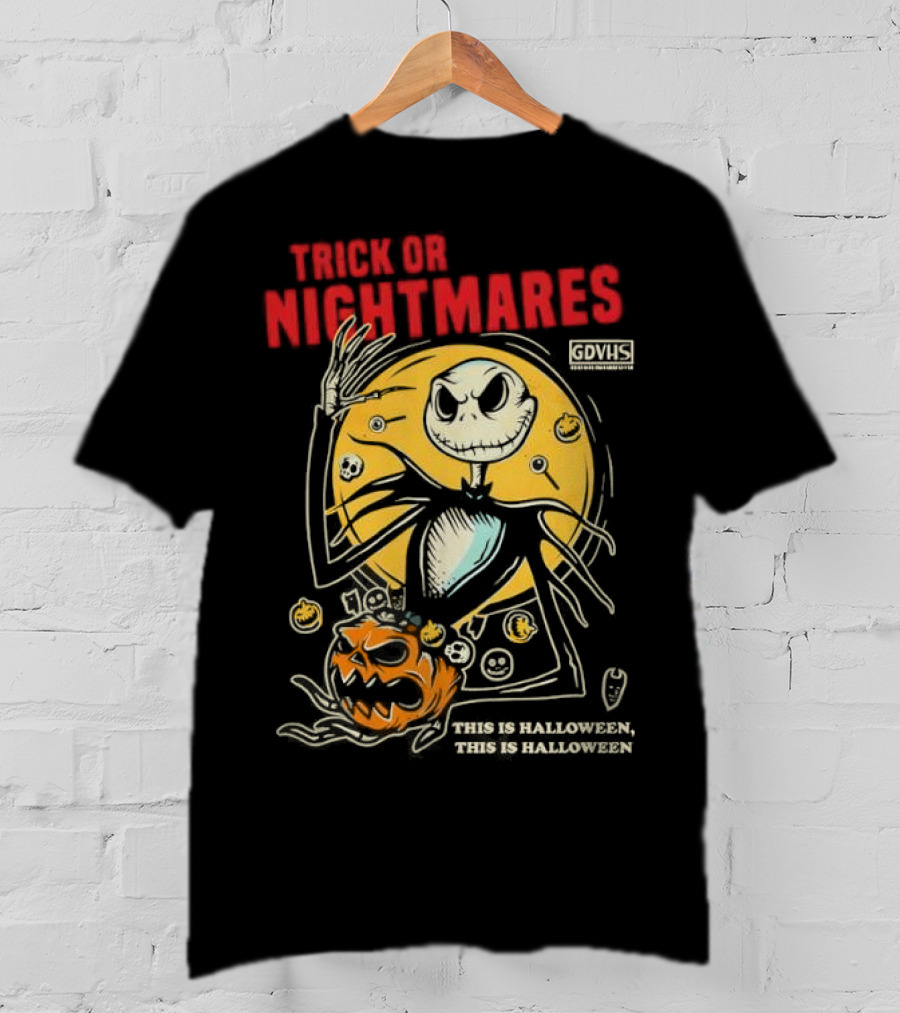 Trick Or Nightmares Jack Skellington Halloween Scary Pumpkin Horror Spooky T-Shirt