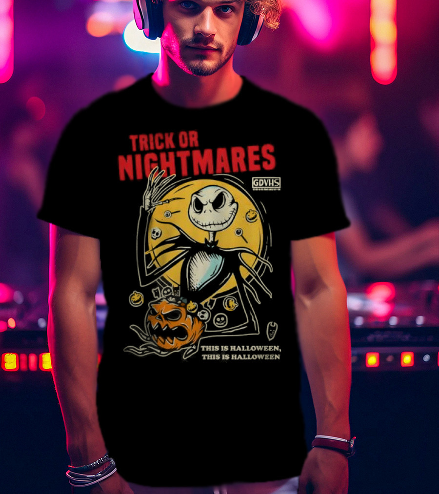 Trick Or Nightmares Jack Skellington Halloween Scary Pumpkin Horror Spooky T-Shirt