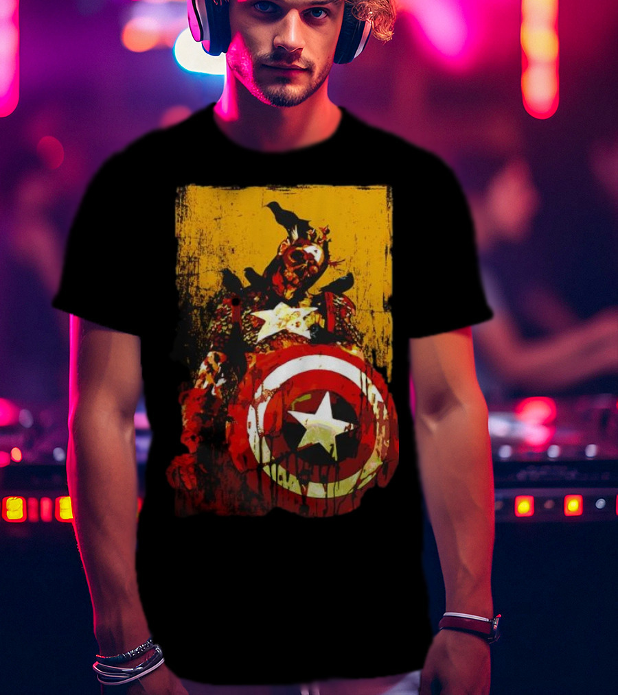 Marvel Zombies Captain America With Crows And Shield T-Shirt
