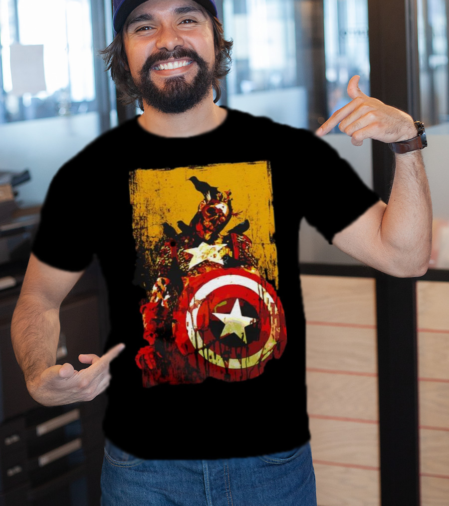Marvel Zombies Captain America With Crows And Shield T-Shirt