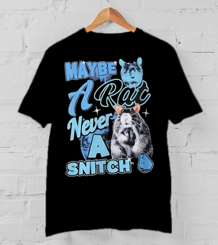 Maybe A Rat Never A Snitch Cute Cartoon Rat Art Blue Aesthetic T-Shirt