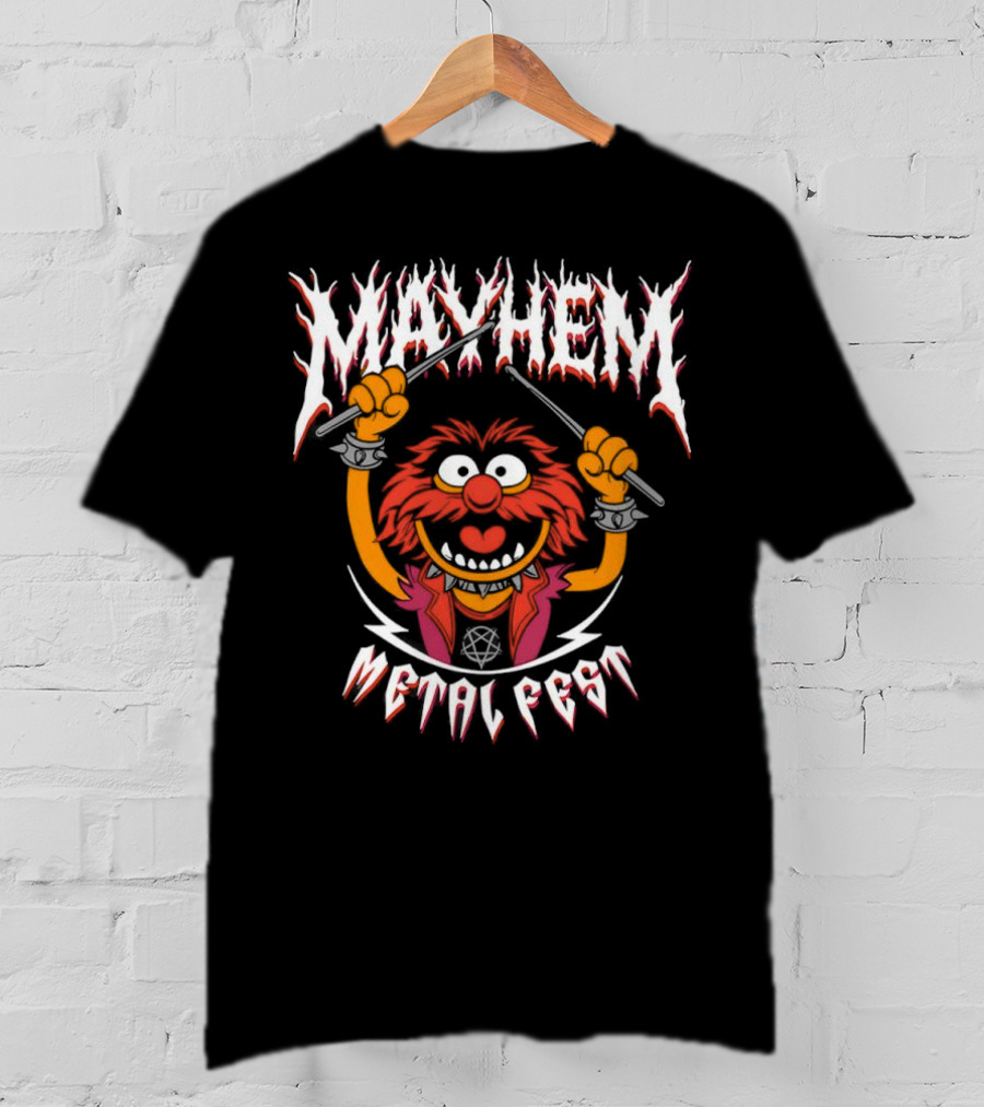 Mayhem Metal Fest Animal Muppets Character Rock Drummer T-Shirt