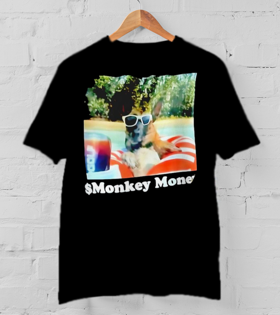 Monkey Money Dog German Shepherd Sunglasses Pool Float Chill T-Shirt