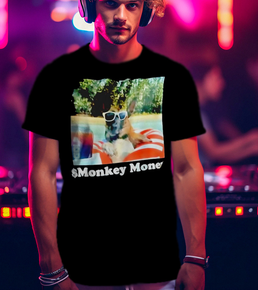 Monkey Money Dog German Shepherd Sunglasses Pool Float Chill T-Shirt