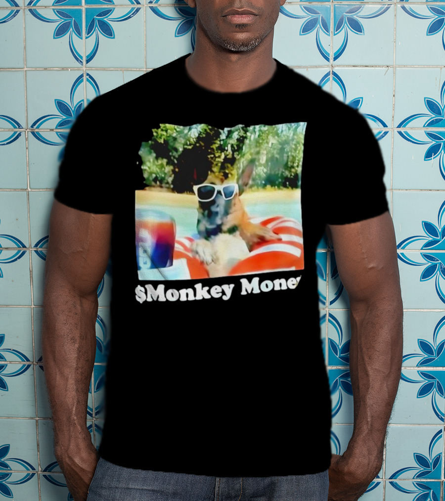 Monkey Money Dog German Shepherd Sunglasses Pool Float Chill T-Shirt
