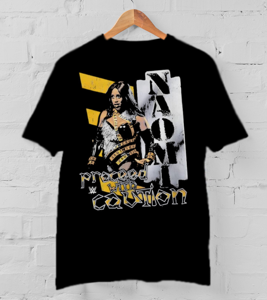 Naomi Proceed With Caution Bold Yellow And White T-Shirt