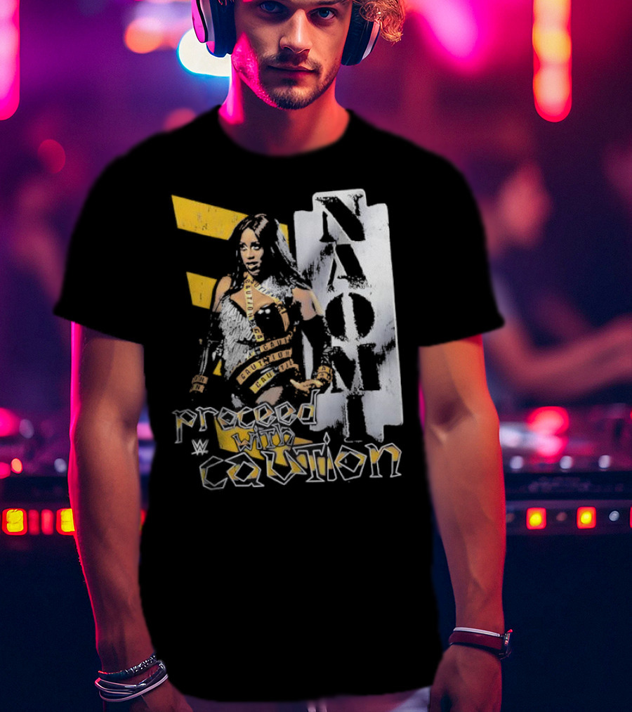 Naomi Proceed With Caution Bold Yellow And White T-Shirt