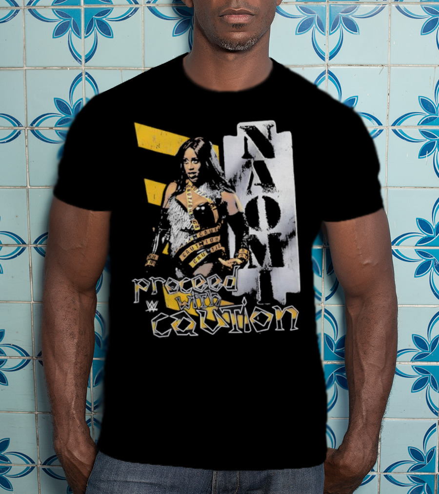 Naomi Proceed With Caution Bold Yellow And White T-Shirt