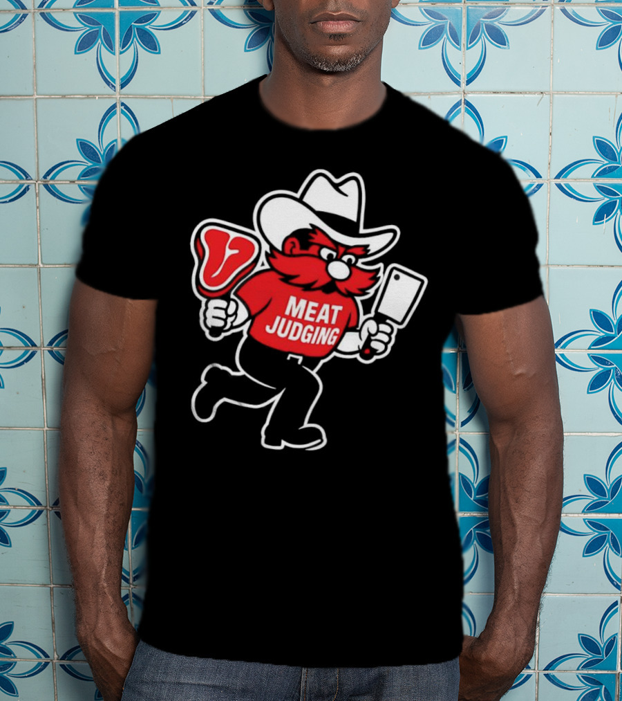 Raider Red Meat Judging Steak Cleaver Cowboy Hat T-Shirt