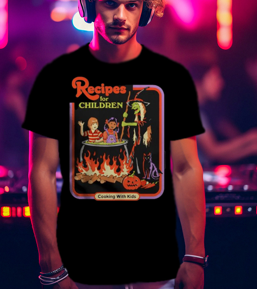 Recipes For Children Cooking With Kids Halloween Witch Cauldron Fire T-Shirt