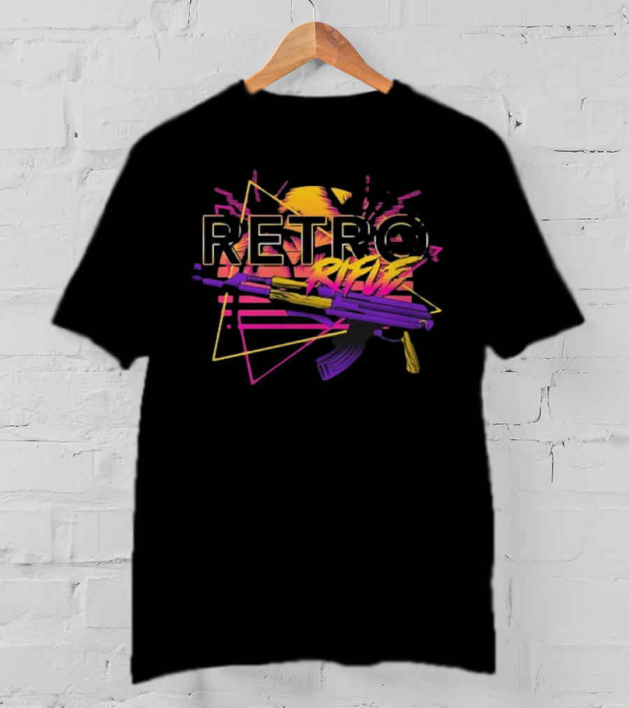Retro Rifle Graffiti AK-47 Neon Aesthetic T-Shirt