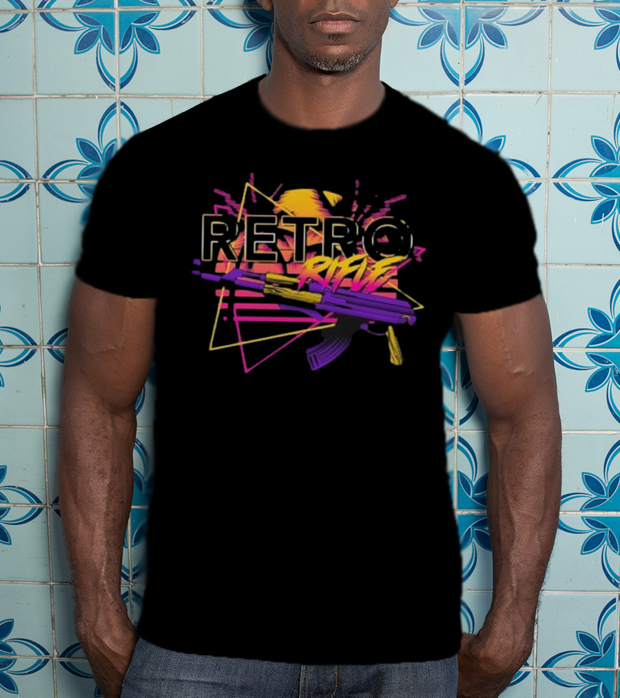 Retro Rifle Graffiti AK-47 Neon Aesthetic T-Shirt