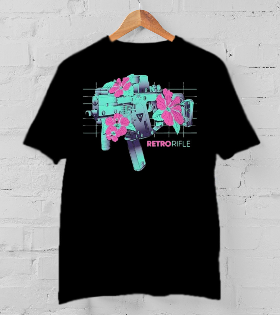 Retro Rifle Floral Fusion Blossoms T-Shirt