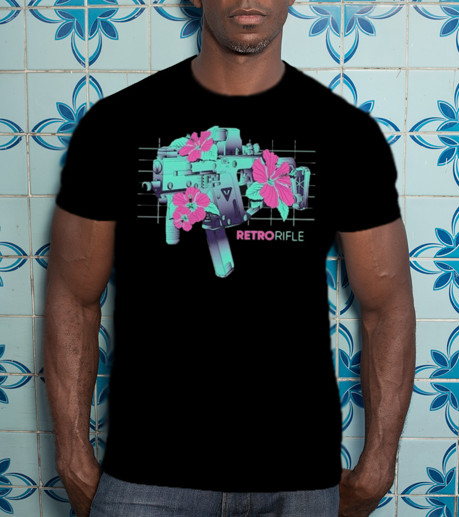 Retro Rifle Floral Fusion Blossoms T-Shirt