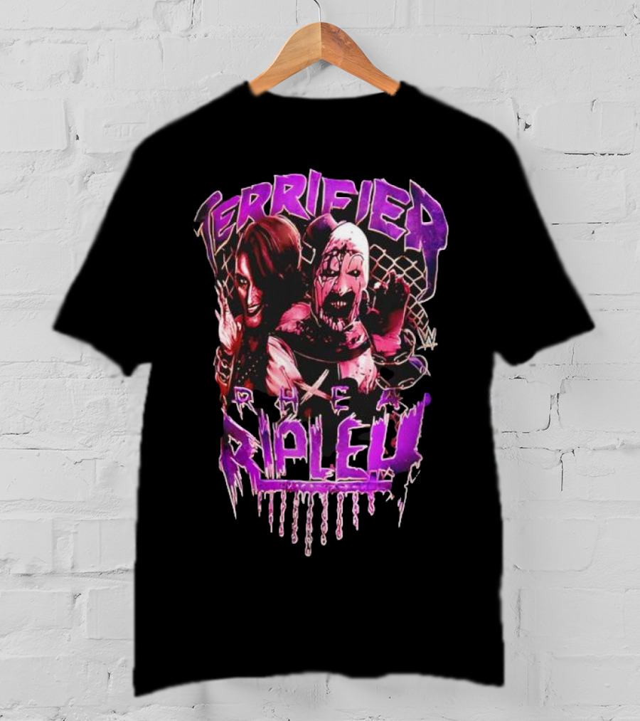 Terrifier Rhea Ripley WWE Crossover Superstar Art Clown Graphic T-Shirt