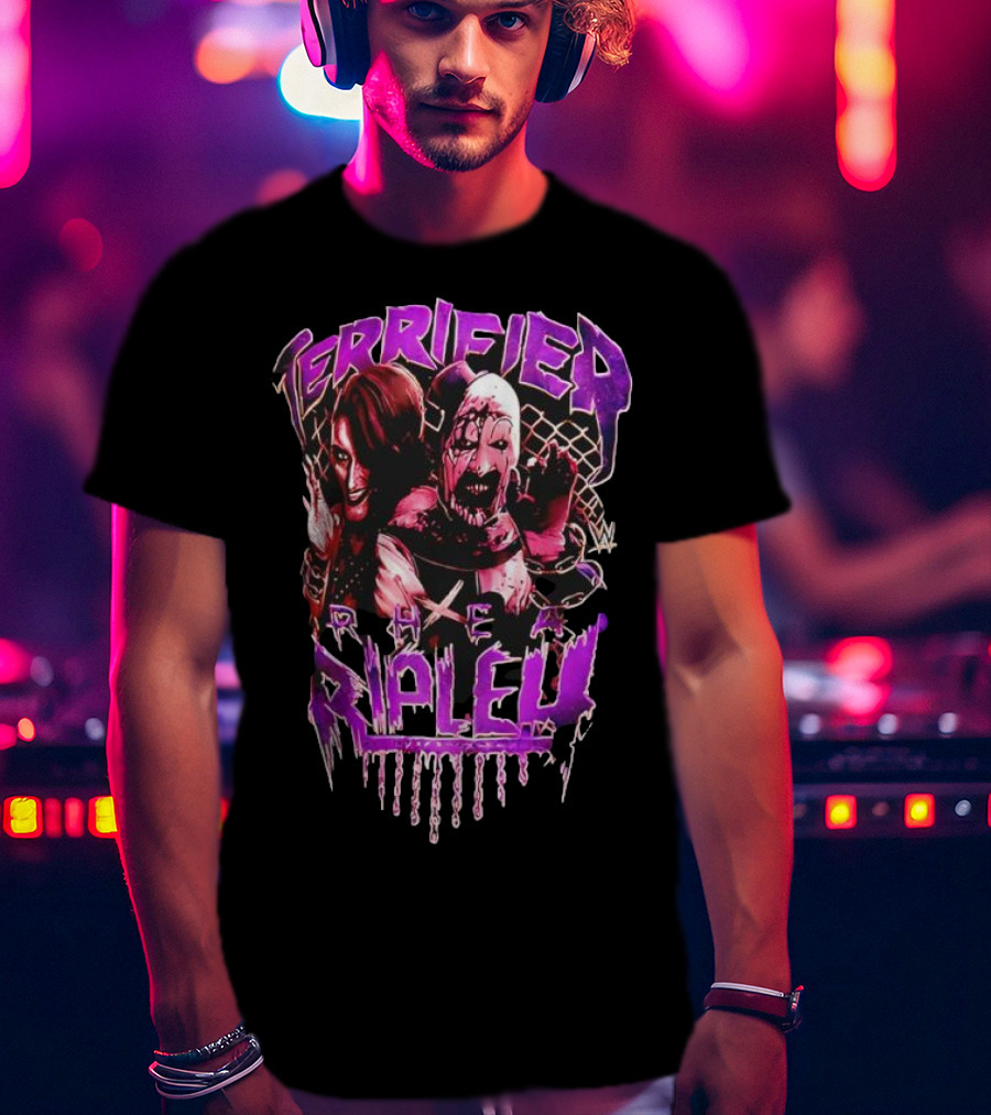Terrifier Rhea Ripley WWE Crossover Superstar Art Clown Graphic T-Shirt