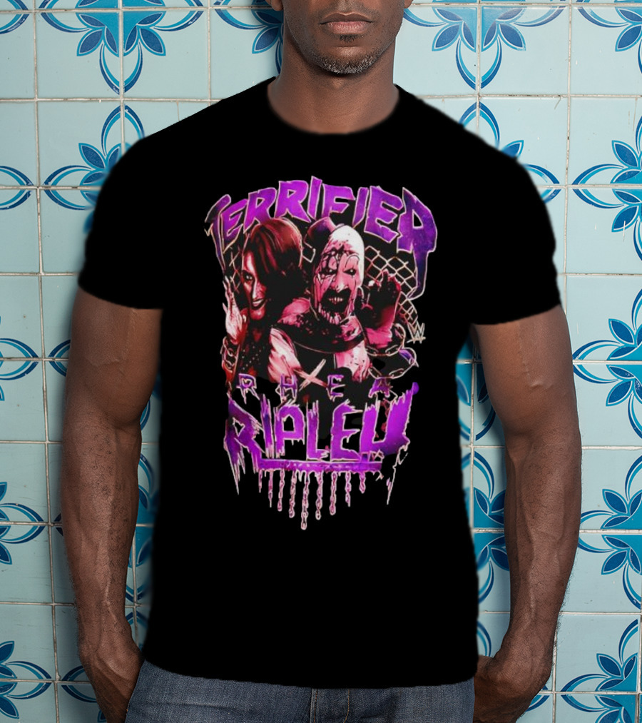 Terrifier Rhea Ripley WWE Crossover Superstar Art Clown Graphic T-Shirt