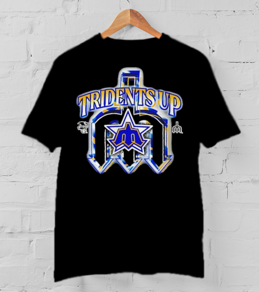 Seattle Mariners Tridents Up Blue Yellow Star MLB Sports Team T-Shirt