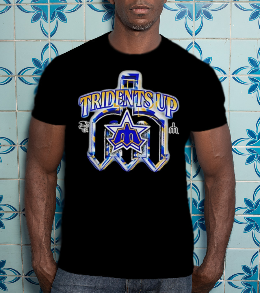 Seattle Mariners Tridents Up Blue Yellow Star MLB Sports Team T-Shirt
