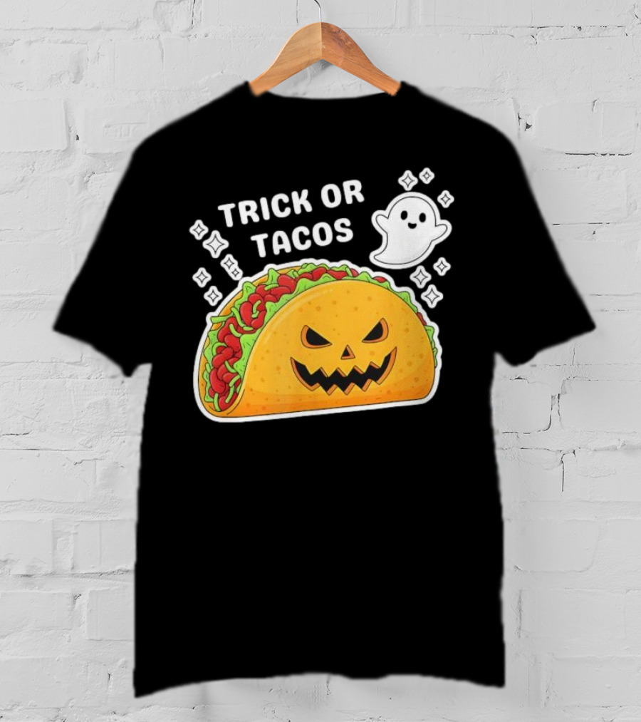 Trick Or Tacos Spooky Jack-o-lantern Halloween Mexican Food T-Shirt