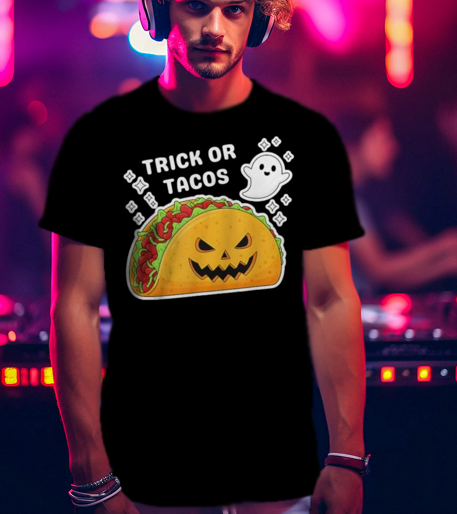 Trick Or Tacos Spooky Jack-o-lantern Halloween Mexican Food T-Shirt