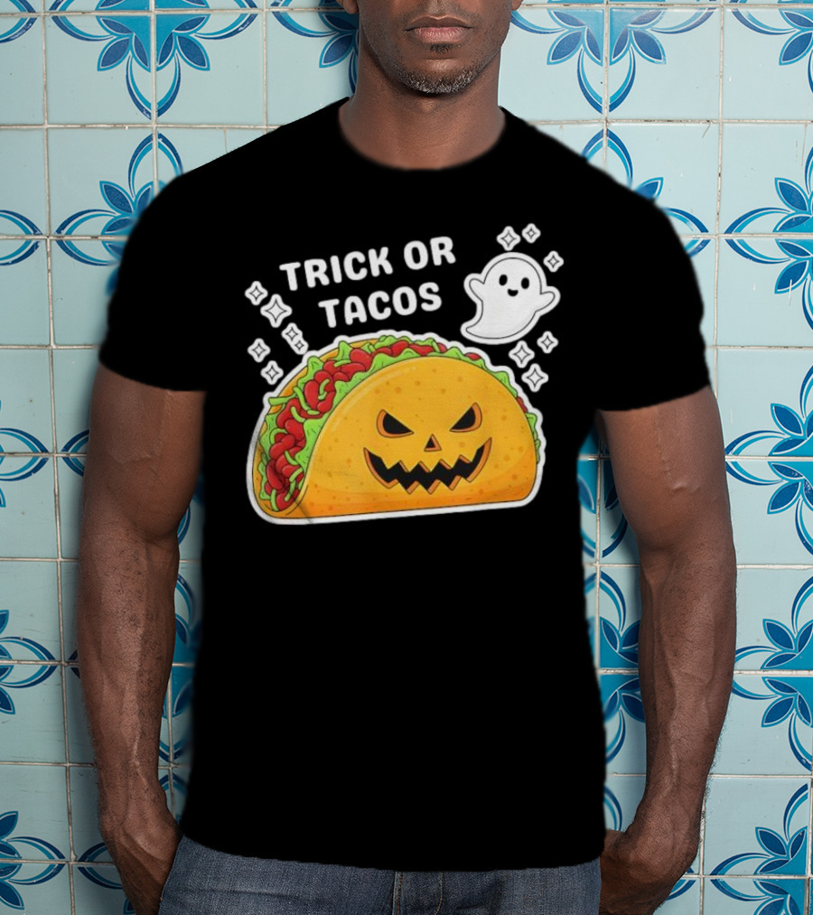 Trick Or Tacos Spooky Jack-o-lantern Halloween Mexican Food T-Shirt