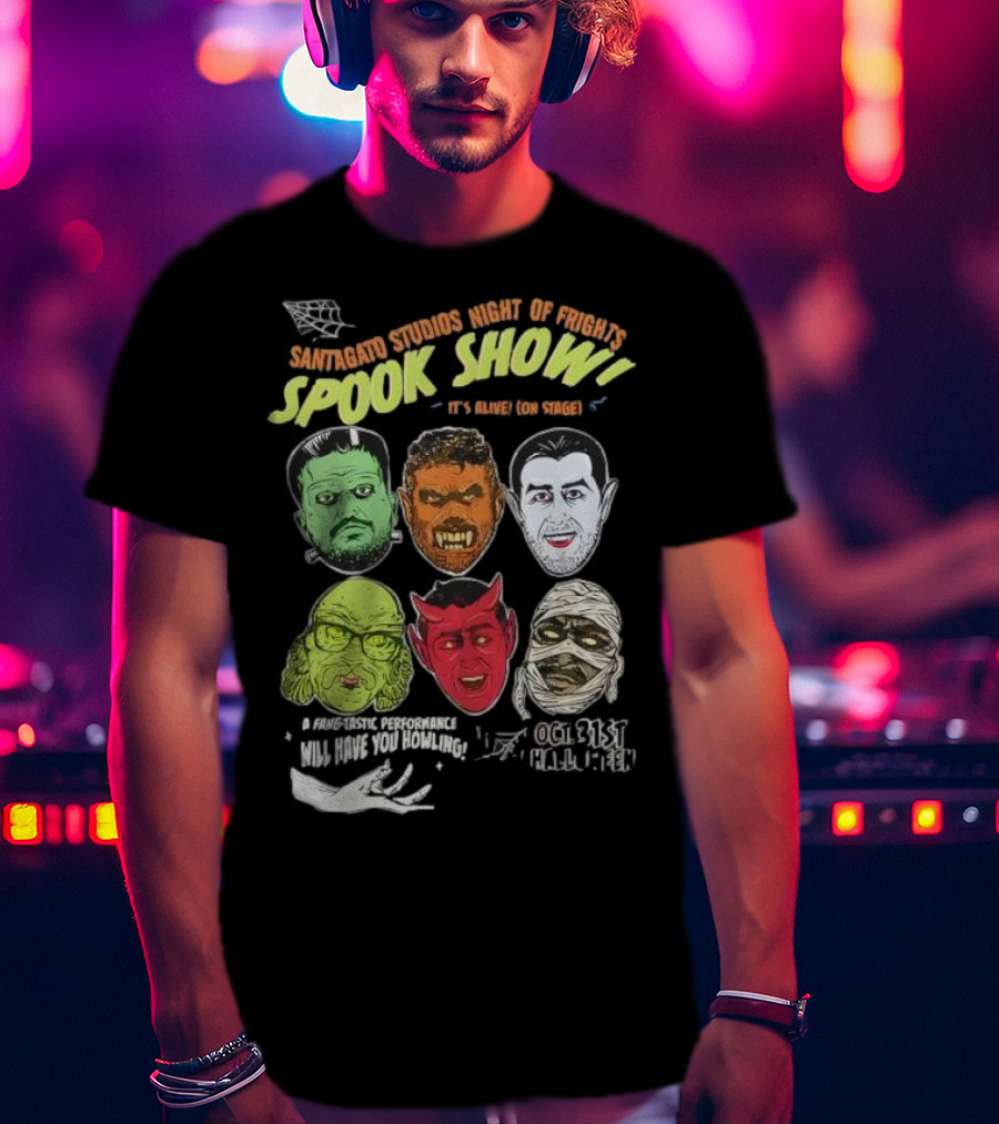 Santagato Studios Night Of Frights Spook Show Monster Mash Live On Stage T-Shirt