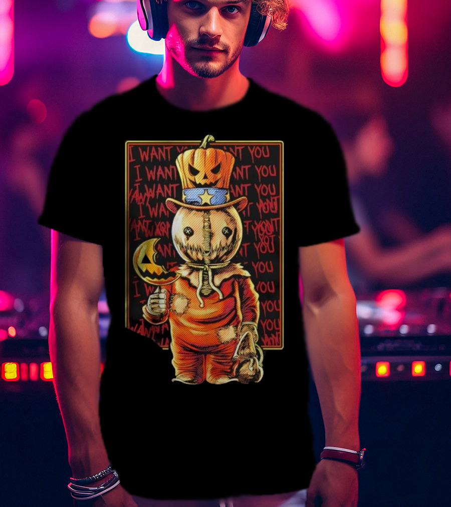 Uncle Sammy Trick 'r Treat Halloween Pumpkin Head I Want You T-Shirt