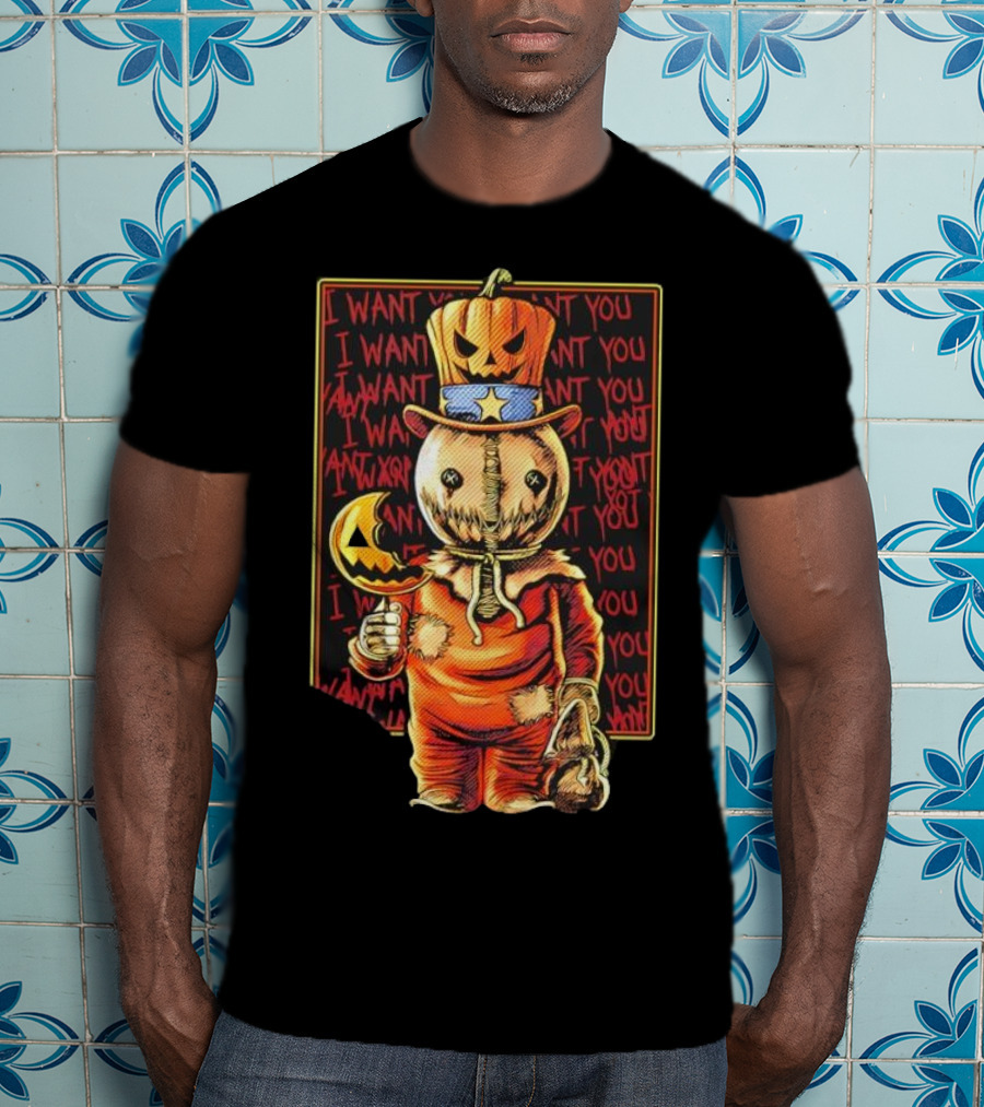 Uncle Sammy Trick 'r Treat Halloween Pumpkin Head I Want You T-Shirt