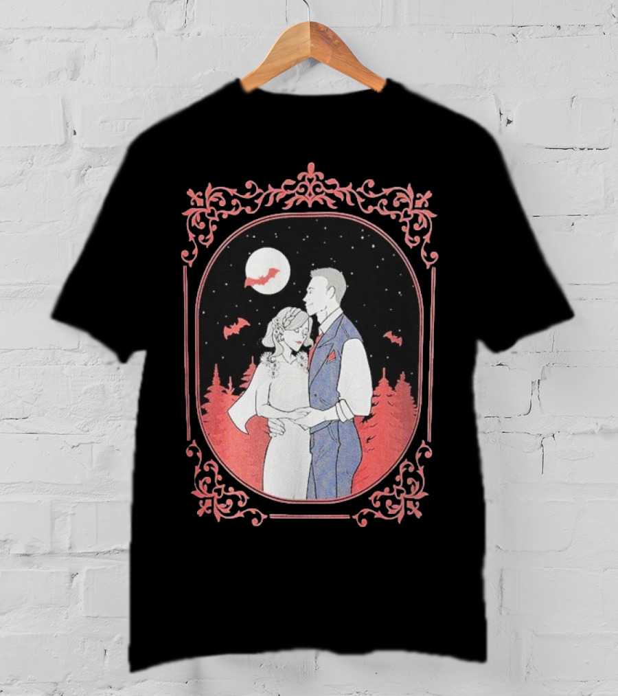 Ali Hazelwood’s Bride And Groom Halloween Romance Under Moonlight T-Shirt