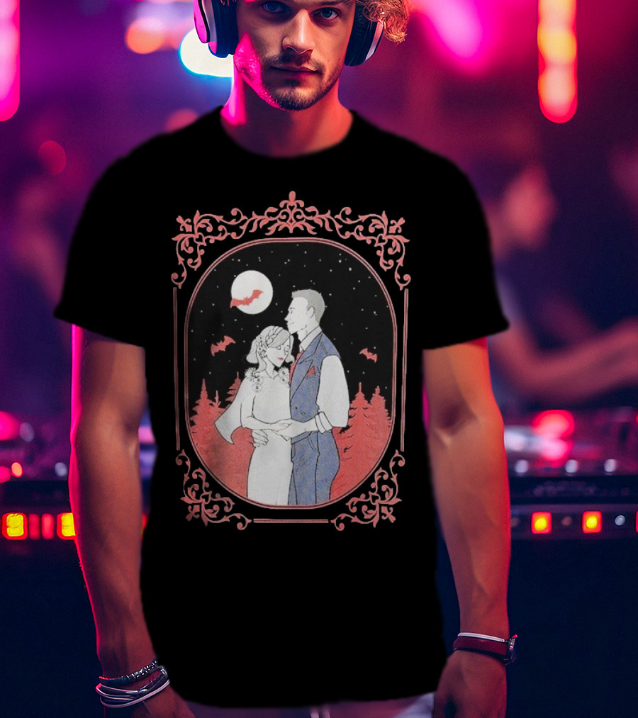 Ali Hazelwood’s Bride And Groom Halloween Romance Under Moonlight T-Shirt