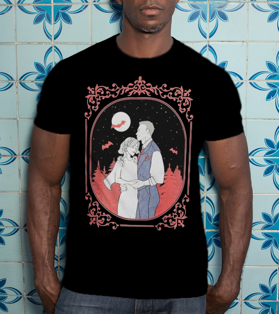 Ali Hazelwood’s Bride And Groom Halloween Romance Under Moonlight T-Shirt