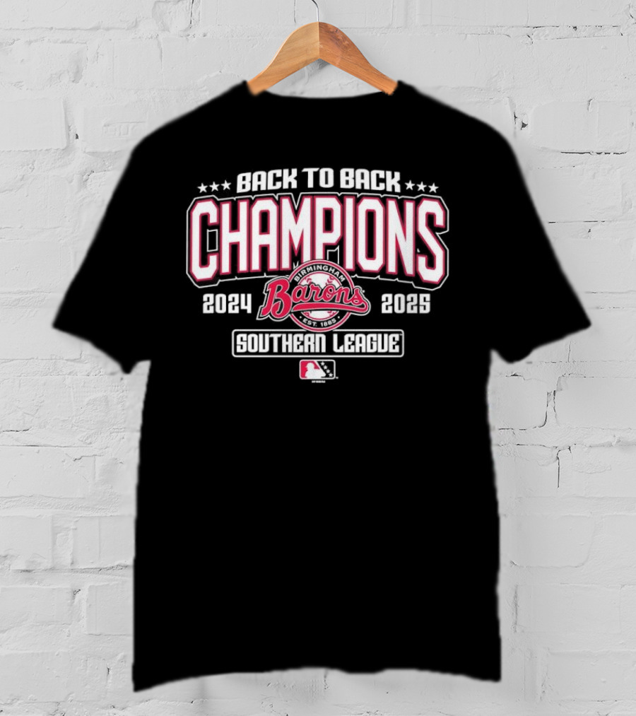 Back To Back Champions Southern League Birmingham Barons 2024 2025 T-Shirt
