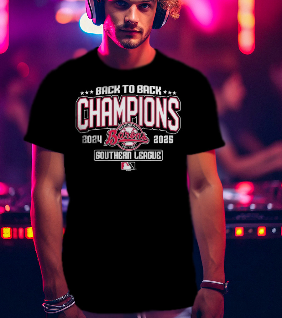 Back To Back Champions Southern League Birmingham Barons 2024 2025 T-Shirt