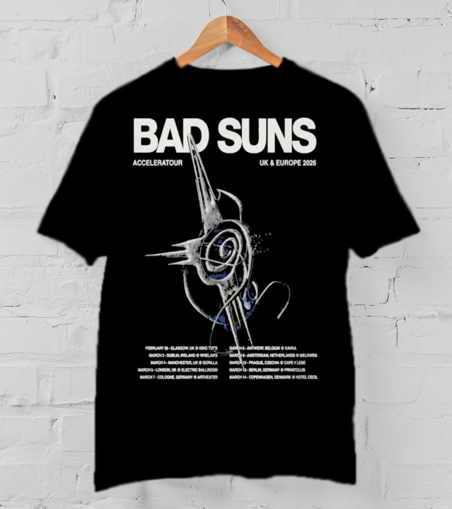 Bad Suns Accelerator UK & Europe 2026 Tour Dates And Locations T-Shirt